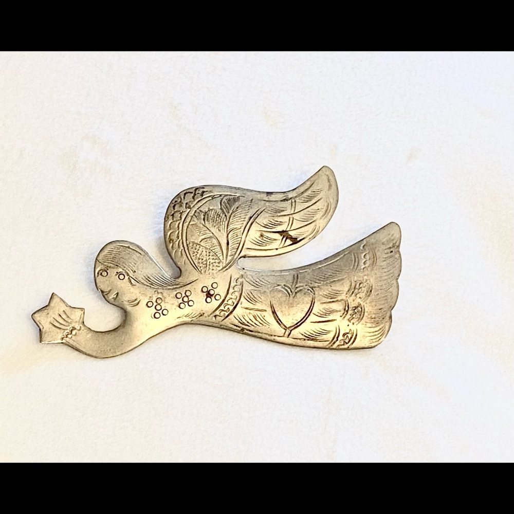 Vintage Victorian Angel Mourning Brooch Pin